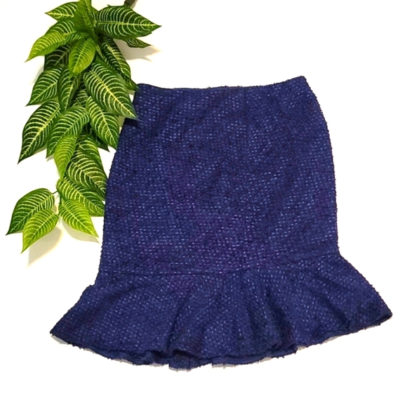 ESCADA Tweed Fit and Flare Navy Blue Skirt - Picture 3 of 10